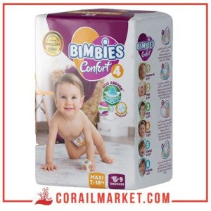 Couches bébé  Bimbies confort N 04 (7-18 kg) 9 couches