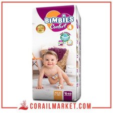 Couches bébé  Bimbies confort N 04 (7-18 kg) 40 couches