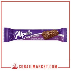 GAUFRETTES AU crème de chocolat enrobé de chocolat crispy wafer  alpella 32 g