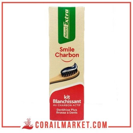 Dentifrice black et brosse à dents bambou kit blanchissant au charbon actif natura extra