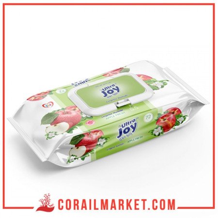 ULTRA JOY, LINGETTE HUMIDE APPLE FRESH 72 PCS AVEC CAPOT 72 UNITÉ