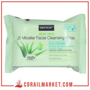 Sence Beauty Lingettes Démaquillantes Micellaire Aloe Vera 25 Pièces