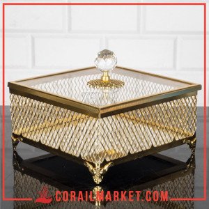 Zeyve Couvercle en Verre Tricoté Carré Grand Sucrier 18x18x15