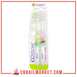 Brosse à dents transfrontalière COBOR à poils souples paquet familial de deux