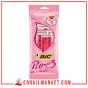 Bic Lame De Rasoir 3 Lames pure3 Lady, 4 Rasoirs