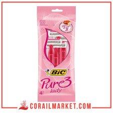 Bic Lame De Rasoir 3 Lames pure3 Lady, 4 Rasoirs