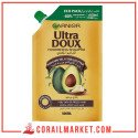 Garnier Ultra Doux Shampoing Nourrissant à l'Huile d'Avocat et au Beurre de Karité Eco Pack 500 ml