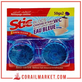 STIC blocs chasse d'eau wc eau bleu 2×50 g