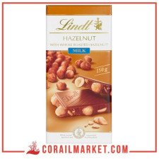 Chocolat au lait aux noisettes entiers lindt 150 g